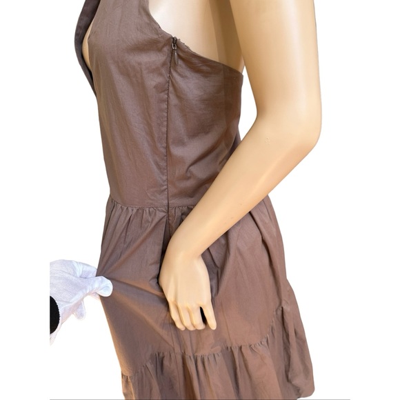 Nicholas Halo Collared Halter Neck Tiered Midi Dress in Mocha, NWT, 0 - Picture 8 of 16